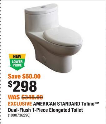 Home Depot Exclusive american standard tofino™ dual-flush 1-piece elongated toilet offer
