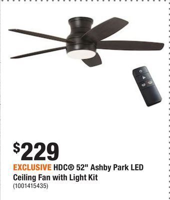 Home Depot Exclusive hdc® 52 ashby park led ceiling fan with light kit offer