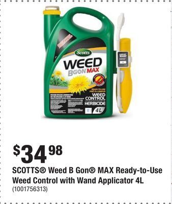 Home Depot Scotts® weed b gon® max ready-to-use weed control with wand applicator 4l offer
