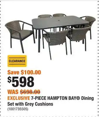 Home Depot Exclusive 7-piece hampton bay® dining set with grey cushions offer