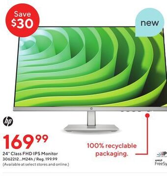 Staples Hp 23.8 ips led backlit fhd monitor offer