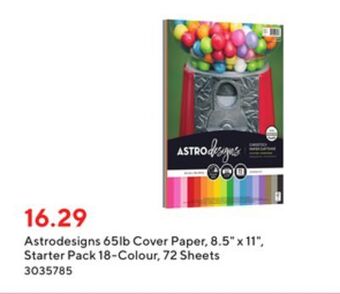 Staples Astrodesigns 65lb cover paper - 8.5 w x 11 h - starter pack 18-colour - 72 sheets offer