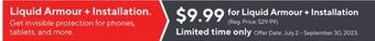 Staples Liquid armour + installation offer