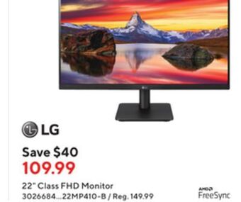 Staples Lg 21.5'' full hd monitor with amd freesync offer