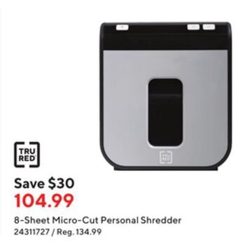 Staples Tru red 8-sheet micro-cut personal shredder offer