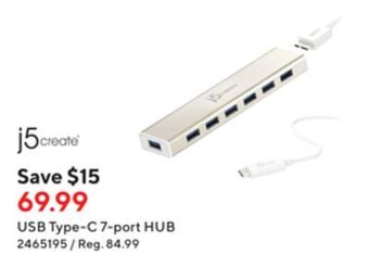 Staples J5create usb type-c 7-port hub offer