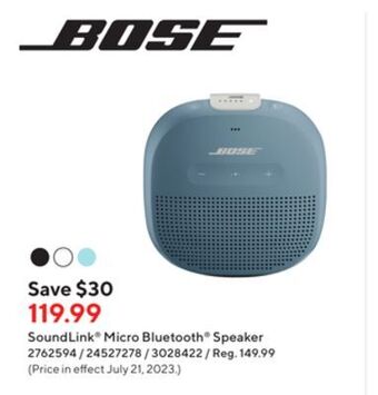 Staples Bose soundlink micro bluetooth speaker offer