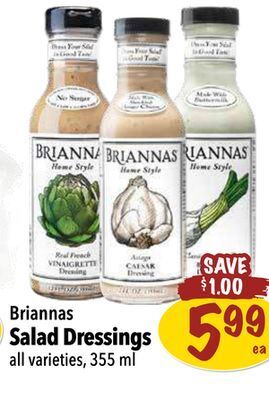 Farm Boy Briannas salad dressings offer