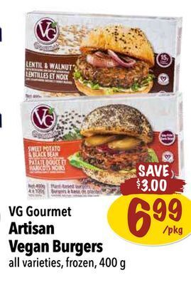 Farm Boy Vg gourmet artisan vegan burgers offer