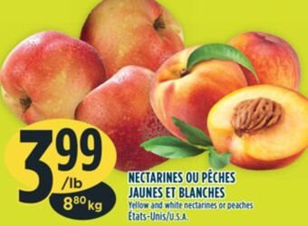 Marché Adonis Yellow and white nectarines or peaches offer