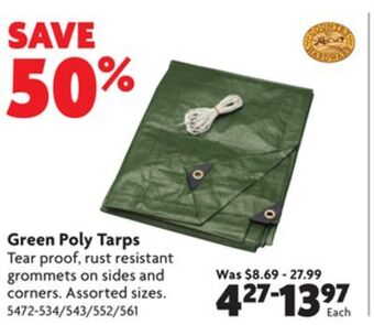Home Hardware Green poly tarps offer