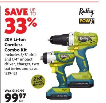 Home Hardware 20v li-ion cordless combo kit offer