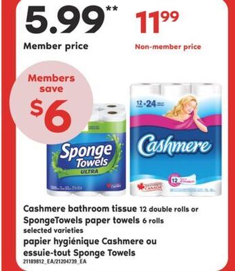 Valu-mart Papier hygiénique cashmere ou essuie-tout sponge towels offer