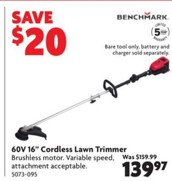 Home Hardware 60v 16 cordless lawn trimmer offer