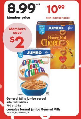 Valu-mart Céréales format jumbo general mills, 790 g-1.3 kg offer