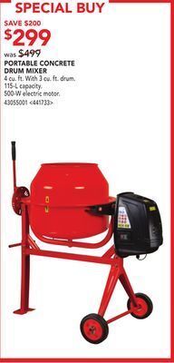 RONA Portable concrete drum mixer offer