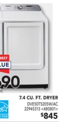 RONA Samsung 7.4 cu. ft. dryer offer