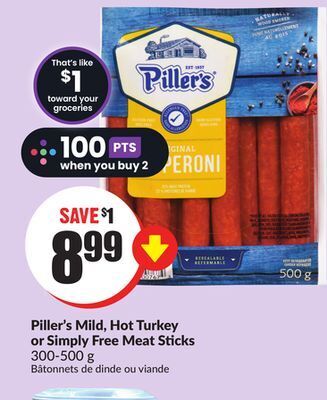 Chalo FreshCo Piller's mild, hot turkey or simply free meat sticks 300-500 g offer
