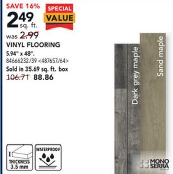 RONA Vinyl flooring 5.94 x 48 offer