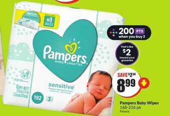 FreshCo Pampers baby wipes 168-216 pk offer