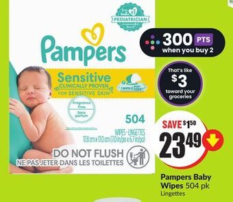 FreshCo Pampers baby wipes 504 pk offer