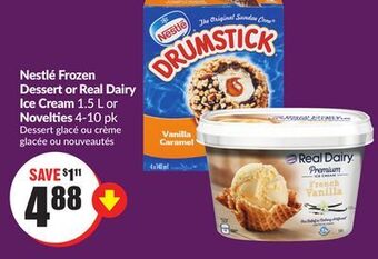 Chalo FreshCo Nestlé frozen dessert or real dairy ice cream 1.5 l or novelties 4-10 pk offer
