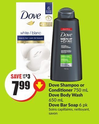 FreshCo Dove shampoo or conditioner 750 ml offer