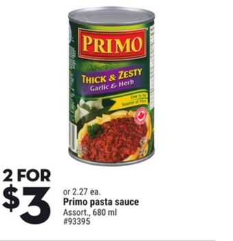 Giant Tiger Primo pasta sauce offer