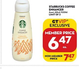 Giant Tiger Starbucks coffee enhancer offer