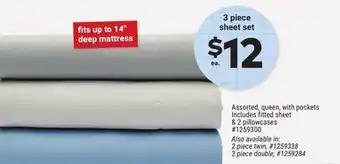 Giant Tiger 3 piece sheet set offer