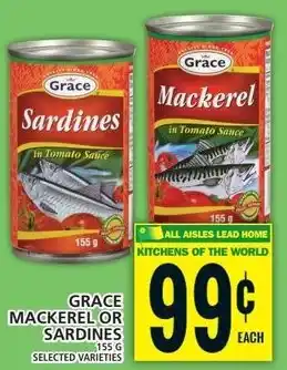 Food Basics GRACE MACKEREL OR SARDINES 155 G offer