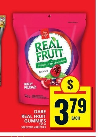 Food Basics DARE REAL FRUIT GUMMIES 350 g offer
