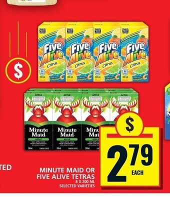 Food Basics MINUTE MAID OR FIVE ALIVE TETRAS offer