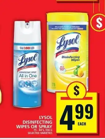 Food Basics LYSOL DISINFECTING WIPES OR SPRAY offer