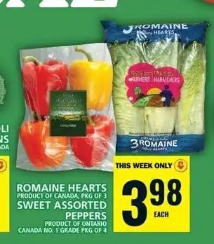 Food Basics ROMAINE HEARTS OR SWEET ASSORTED PEPPERS offer