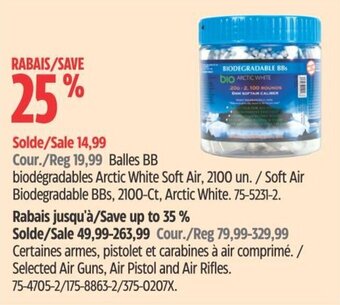 Canadian Tire Soft Air Biodegrable BBs, 2100-Ct, Arctic White. offer