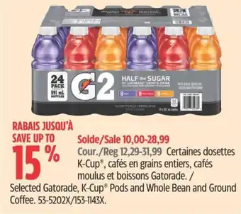 Canadian Tire Selected Gatorade, K-Cup® Pods and Whole Bean and Ground Coffee. offer