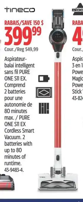 Canadian Tire Aspirateur- balai intelligent sans fil PURE ONE SII EX. Comprend 2 batteries pour une autonomie de 80 minutes max offer