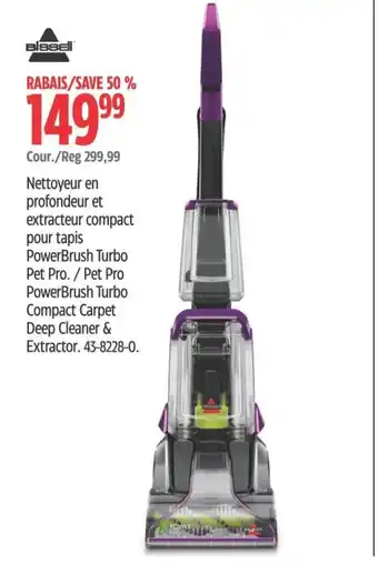 Canadian Tire Nettoyeur en profondeur et extracteur compact pour tapis PowerBrush Turbo Pet Pro offer