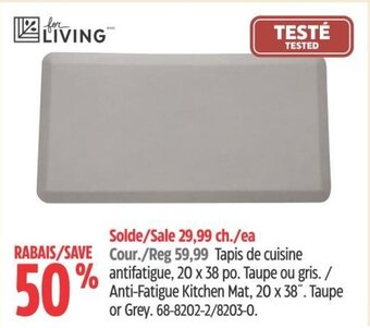 Canadian Tire Anti-Fatigue Kitchen Mat, 20 x 38". Taupe or Grey. offer