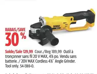 Canadian Tire Outil à tronçonner sans fil 20 V MAX, 4% po. Vendu sans batterie. offer
