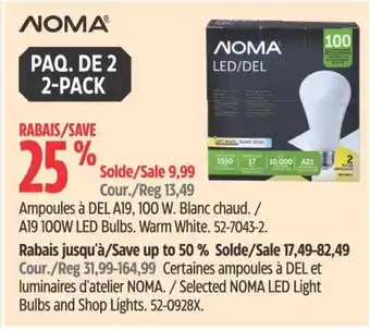 Canadian Tire Ampoules à DEL A19, 100 W. Blanc chaud offer
