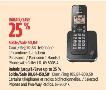 Canadian Tire Téléphone à 1 combiné et afficheur Panasonic offer