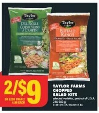 No Frills TAYLOR FARMS CHOPPED SALAD KITS offer