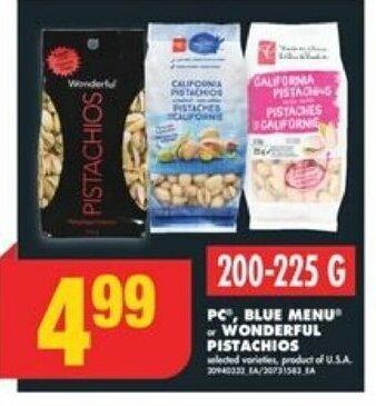No Frills PC, BLUE MENU or WONDERFUL PISTACHIOS offer