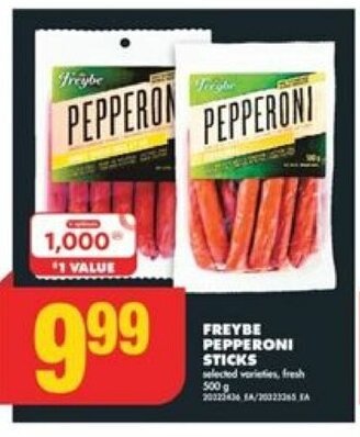 No Frills FREYBE PEPPERONI STICKS offer
