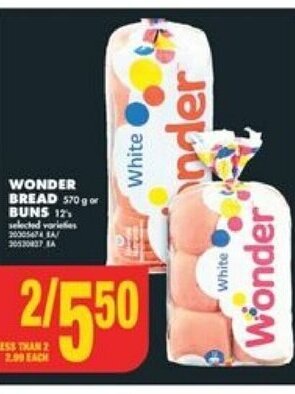 No Frills WONDER BREAD or BUNS offer
