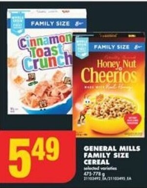 No Frills GENERAL MILLS FAMILY SIZE CEREAL offer