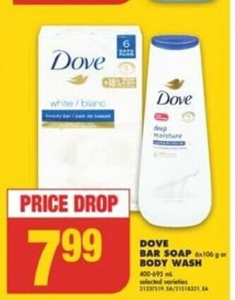 No Frills DOVE BAR SOAP or BODY WASH offer