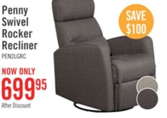 The Brick Penny linen-look fabric swivel rocker recliner - grey offer